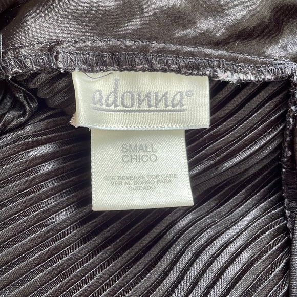 Black Satin Accordion Pleated Adonna Slip Dress Sz Small - Picture 5 of 7